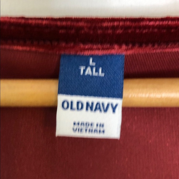 Old Navy Velvet Long Sleeve in Deep Red Fit & Flare Velvet Mini Dress Sz L Tall - Picture 3 of 9